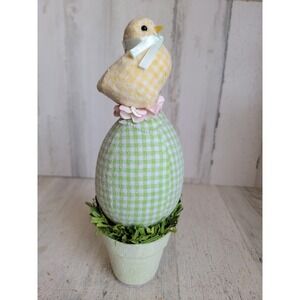 Easter plaid chick egg faux plant spring home decor figure